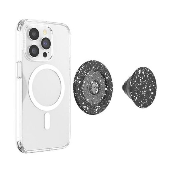 Black & White Speckled Phone Grip & Stand Compatible With MagSafe Devices - Picture 1 of 9